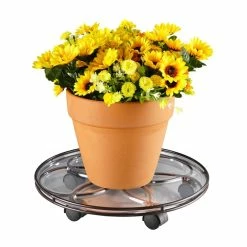 Vigoro 17 in. x 17 in. x 2.8 in. Silver Metal Plant Caddy -VIGOR Plants Shop vigoro planter caddies 154273 4f 1000