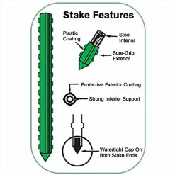 Vigoro 6 ft. Green Colored Heavy Duty Steel Core Garden Stakes -VIGOR Plants Shop vigoro tomato cages st6hdvg fa 1000