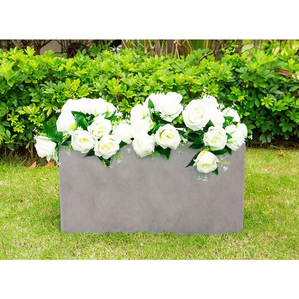 KANTE 31 in. L Rectangular Weathered Concrete/Fiberglass Indoor Outdoor Elegant Planter 6 KANTE 31 in. L Rectangular Weathered Concrete/Fiberglass Indoor Outdoor Elegant Planter - Image 4