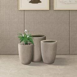 KANTE 22.4", 20.4" and 18.1"H Round Weathered Finish Concrete Planters Set of 3, Outdoor Indoor w/Drainage Hole & Rubber Plug -VIGOR Plants Shop weathered concrete kante plant pots rc0153bcd c80021 2 44 1000
