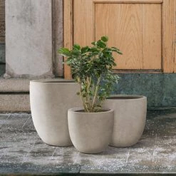 KANTE 22.4", 20.4" and 18.1"H Round Weathered Finish Concrete Planters Set of 3, Outdoor Indoor w/Drainage Hole & Rubber Plug -VIGOR Plants Shop weathered concrete kante plant pots rc0153bcd c80021 2 66 1000