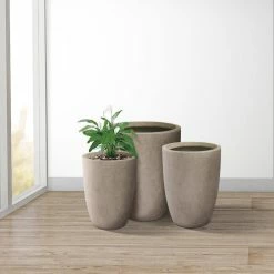 KANTE 22.4", 20.4" and 18.1"H Round Weathered Finish Concrete Planters Set of 3, Outdoor Indoor w/Drainage Hole & Rubber Plug -VIGOR Plants Shop weathered concrete kante plant pots rc0153bcd c80021 2 fa 1000