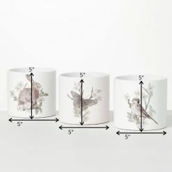 SULLIVANS Spring Print Decorative Pots - Set of 3 -VIGOR Plants Shop white sullivans plant pots cmt1199 44 1000