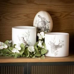 SULLIVANS Spring Print Decorative Pots - Set of 3 -VIGOR Plants Shop white sullivans plant pots cmt1199 4f 1000