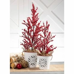 SULLIVANS White Joy Snowflake Metal Bucket (Set of 2) -VIGOR Plants Shop white sullivans plant pots met1751 4f 1000