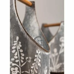 SULLIVANS Whitewashed Metal Flower Trug With Handles (Set of 2) -VIGOR Plants Shop whitewashed sullivans plant pots met1699 1f 1000